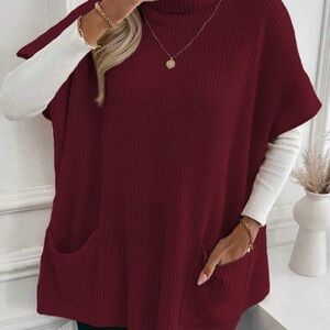Emery Rose loose casual turtleneck pocket sweater